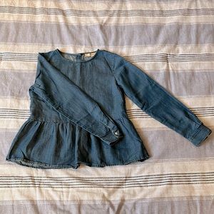 XXSP Loft Petites Blue Chambray Peplum Blouse